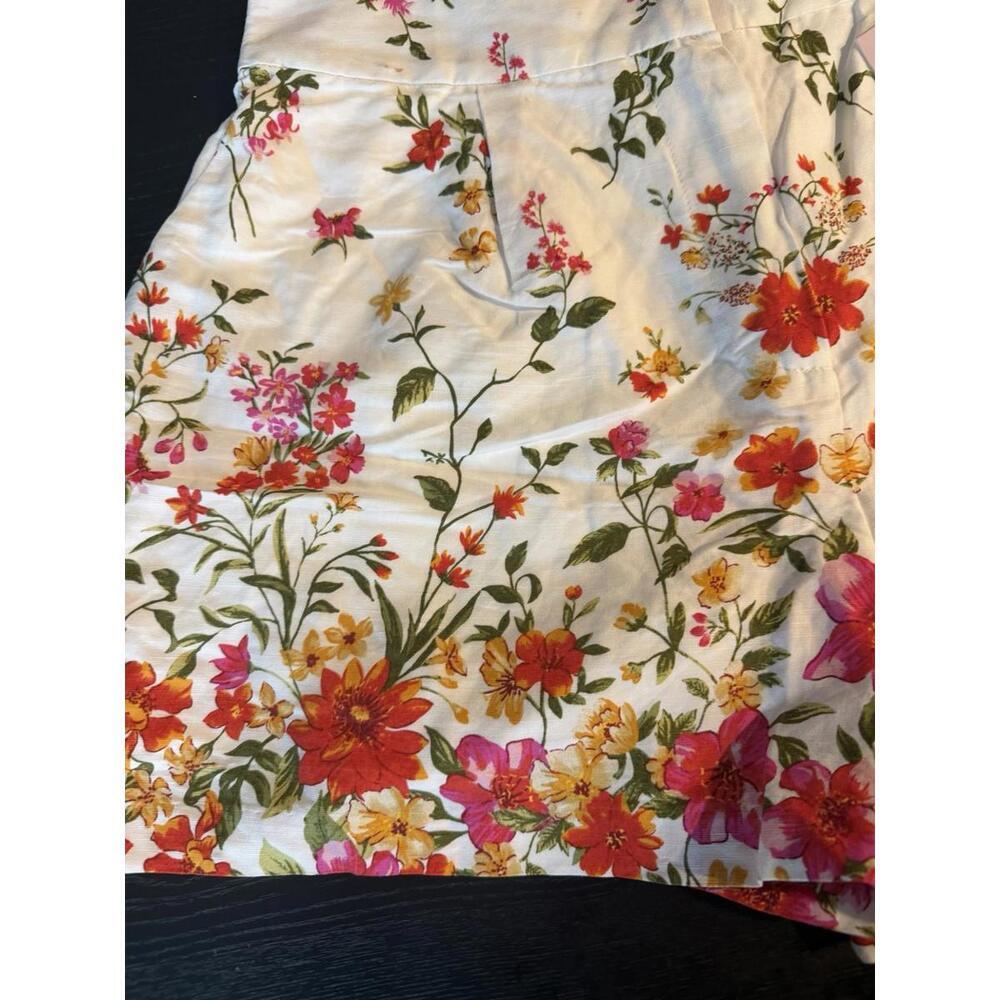 EASTER / SPRING 💐 Bloomingdales Aqua White Floral Pink Orange Midi Shorts 8 - Picture 2 of 4